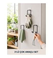3 Adet Yapışkanlı Askılık Çok Amaçlı Ev Düzenleme Askı Seti