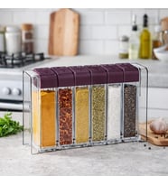 Standlı Baharatlık Seti Delikli Kapaklı Baharat Saklama Takımı Baharat Saklama Kapları Baharat Kutusu (Krem, 6'lı Set)