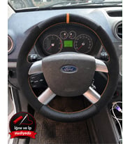 Ford Fiesta Mk5 Dikme Direksiyon Kılıfı Alcantara Süet Mat Karbon Taba Yüzük ve Dikiş 2006-2008