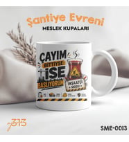 Komik İnşaatçı Kupası – Çayım Bittiyse İşe Başlıyorum Baskılı Seramik Kupa