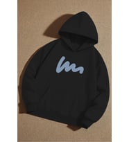 Unisex W Baskılı Tasarım Oversize Sweatshirt (Siyah)