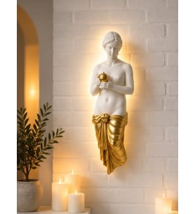 Led Aydınlatmalı 50 CM Büyük Boy Roma Kadını 3 Boyutlu Duvar Heykeli Antik Roma Yunan Heykel