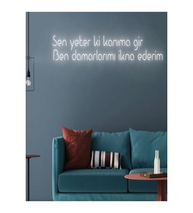 Sen Yeter Ki Kanıma Gir Ben Damarlarımı İkna Ederim Yazılı Neon Tabela