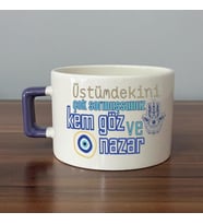 Üstümdekini Çok Sormuşsunuz Baskılı Mor Kulplu C Fincan
