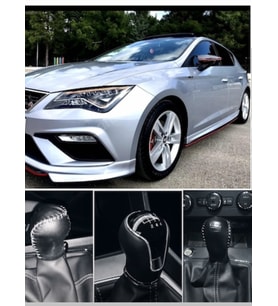 Seat Leon Manuel Vites Topuzu Kılıfı El Yapımı Hakiki Deri (Siyah)