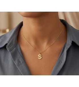 Kişiye Özel Para Birimi Dolar Sembol Kolye 925K Gümüş (Gold)