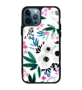 iPhone 13 Pro Max Beyaz Çiçek Tasarımlı Glossy Telefon Kılıfı