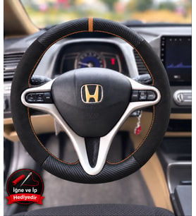 Honda Civic FD6 Dikme Direksiyon Kılıfı Alcantara Süet Mat Karbon Taba Yüzük ve Dikiş 2006-2012