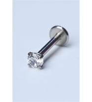 Yuvarlak Taş Labret Küçük Boy Silver Piercing 