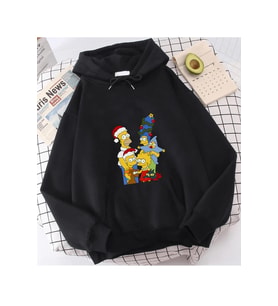 Simpson Yılbaşı Yeni Yıl Kapşonlu Sweatshirt (Siyah)
