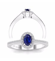 0,50 Karat Pırlantalı Safir Yüzük