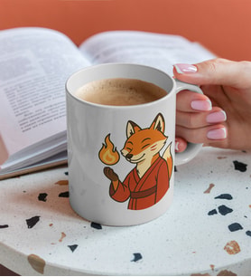 Kitsune Tasarım Porselen Kupa ( Kişiye özel isim baskısı yapılabilir )