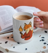 Kitsune Tasarım Porselen Kupa ( Kişiye özel isim baskısı yapılabilir )