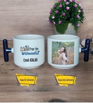 Matematik Mühendisi Kupa Bardak Fotoğraflı T Lacivert Kulplu Mühendisler Günü Hediyesi
