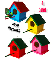 ahşap kuş yuvası dış mekan suya dayanıklı 4 adet