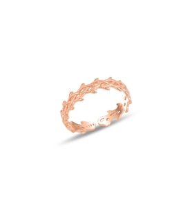 Gümüş rose ayarlamalı örgü yüzük SGTL11680ROSE