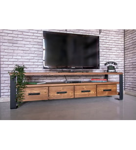 Masif Ahşap Çekmeceli Tv Ünitesi 220CM NATUREL