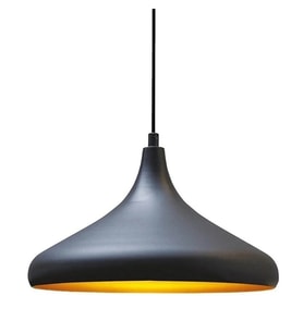 RİOLİGHT MODERN SİYAH İÇİ GOLD ODA,MUTFAK,CAFELER İÇİN TEKLİ METAL SARKIT AVİZE ÇAP:35CM