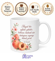 Şeftali Temalı Baskılı Kupa Bardak Hediye Özel Tasarım Porselen Mug