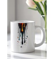 Abstract Art Damla Desenli 330ml Baskılı Beyaz Seramik Kupa Bardak