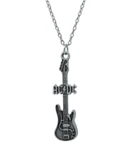AC/DC Elektro Gitar  Zincir Kolye - Gümüş Kaplama - Erkek Kadın Kolye - Kod:1086
