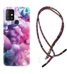 INFINIX Hot 8 9 10 11S Hot 10 Play 10T Kılıf Boyun Asklı Rasta Silikon Pink Cloud 1305