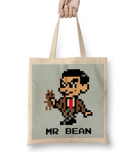 Mr Bean Pixelated Character Bez Çanta Uzun Saplı