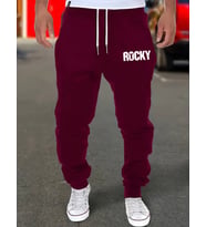 AMOR MAN ÖZEL TASARIM ROCKY BACAK BASKILI ŞARDONLU KIŞLIK JOGGER ERKEK EŞOFMAN ALTI (Bordo)