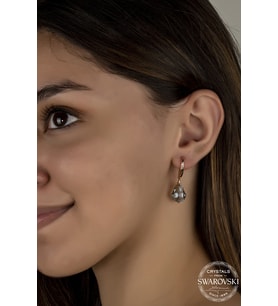 Union Swarovski Crystal Kadın Yeşil Çam Gümüş Küpe