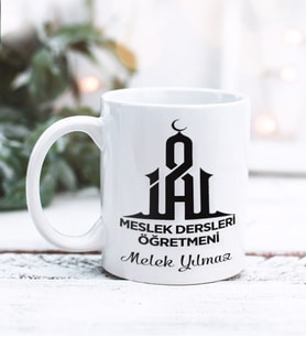 Meslek Dersleri Öğretmeni Tasarımlı Kişiye Özel Kupa Bardak (Beyaz)
