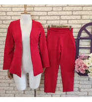 Atlas kumaş ceket pantolon takım (Kırmızı)