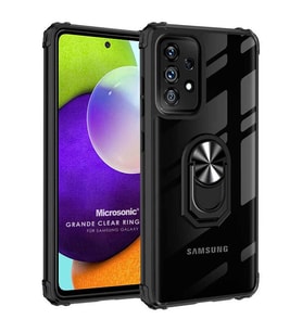 Microsonic Samsung Galaxy A72 Kılıf Grande Clear Ring Holder Siyah