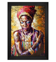 Kadın Motifli Kanvas Tablo 50 x 70 cm Siyah Çerçeve