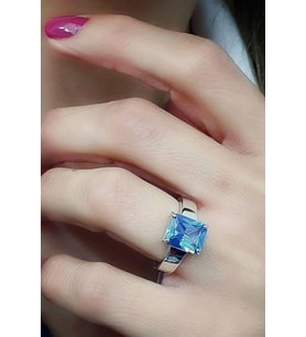 Sky Diamond Blue Creative Sapphire 925 ayar Gümüş Lüks Yüzük