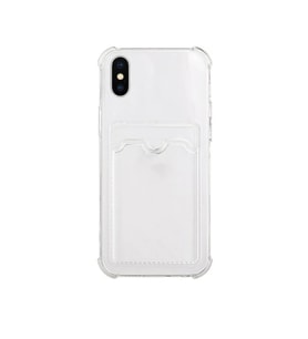 Apple iPhone XS Max Uyumlu Kamera Korumalı Şeffaf Kartlıklı Card Case