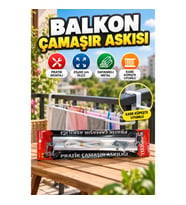 Balkon Demirine Takılan Çamaşır Askısı 25x60 cm Beyaz – Kare Küpeşte Uyumlu
