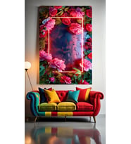 NEON TONLAR VE GÜLLERİN UYUMU 1 :) Ev Duvar Salon Güzellik Salonu Ofis Dükkan Dekarasyon Kanvas Tablo (Çok Renkli)