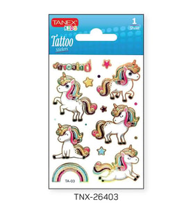 Tanex 7,5x10,5mm Unicorn Mini Tatoo Etiket TNX-26403