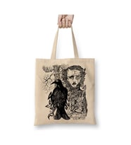 Edgar Allan Poe Beyaz Bez Çanta Uzun Saplı Alışveriş Çantası Plaj Çantası