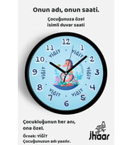 İsme Özel Sevimli Denizatı Çocuk Odası Duvar Saati Orta Boy 30 cm Siyah Camlı Sessiz
