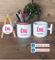 Ebe Hediye Sepeti Kalemlik, Kupa Bardak Sihirli, Ahşap Anahtarlık Hediye (Model 3)