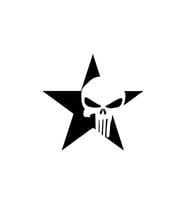 Miyrem Sticker Serisi Yıldız içinde Punisher Sticker (Siyah)