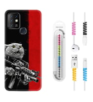 INFINIX Hot 8 9 10 11S Hot 10 Play 10T Kılıf Kablo Koruma Spiral Silikon Çılgın Kedi 1674