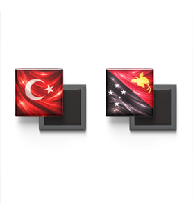 Buzdolap Magnetleri - Papua Yeni Gine Bayrağı ve Türk Bayrağı - 2'li Set Magneti