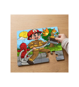 Kahraman İtfaiyeci Tasarımlı 24 Parça Ahşap Çocuk Puzzle MPK0493