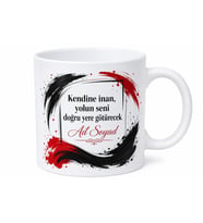 İsimli Kırmızı Siyah Tasarım Baskılı Kupa Bardak Kişiye Özel Hediye