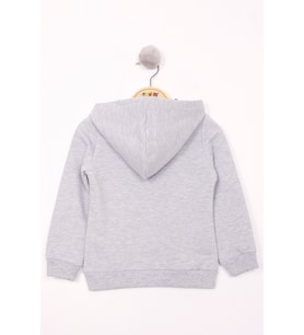 Toontoy Kız Çocuk Pullu Ayıcık Nakışlı Sweatshirt ( Gri-Melanj)