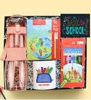 Pipetli Matara  & Kalemlik & Faber Castell Boya Kalemi & 12'li Keçeli Kalem Okula Dönüş Hediye Seti