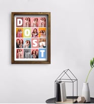 BK Gift Kişiye Özel Dost Temalı Doğal Masif Ahşap Çerçeveli Tablo 45x65cm-1