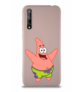 Huawei Y8P Soft Premier Kapak Patrick Yıldız Tasarımlı Silikon Kılıf - Pudra (Şeffaf)